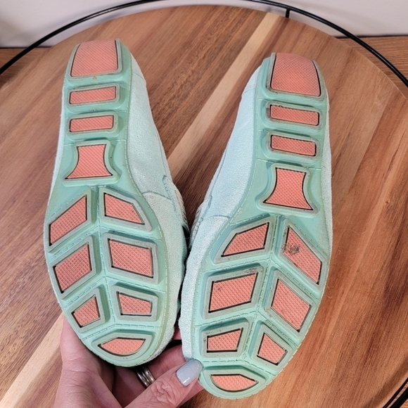Cynthia Rowley Mint Green Suede Moccasin Driving Loafers Size 6.5 - Picture 13 of 17